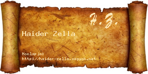 Haider Zella névjegykártya